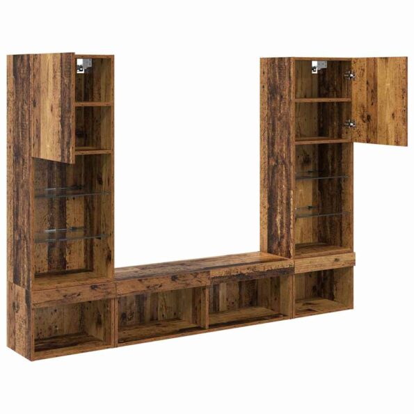 TV nástenné jednotky s LED 5 pcs Staré drevo 40,5 x 30 x 102 cm – Obrázok 10