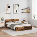 vidaXL Rám postele Staré drevo 160 x 200 cm Kompozitné drevo