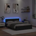 vidaXL Rám postele Čierny dub 160 x 200 cm Kompozitné drevo – Obrázok 4