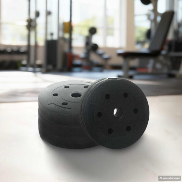 vidaXL 2-v-1 činkový set 30kg Čierna a modrá Cement a železní piesok – Obrázok 3