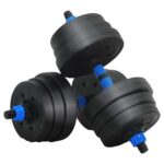 vidaXL 2-v-1 činkový set 30kg Čierna a modrá Cement a železní piesok – Obrázok 4