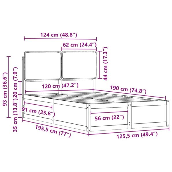 vidaXL Rám postele s čalúneným čelom Čierna 120 x 190 cm – Obrázok 11