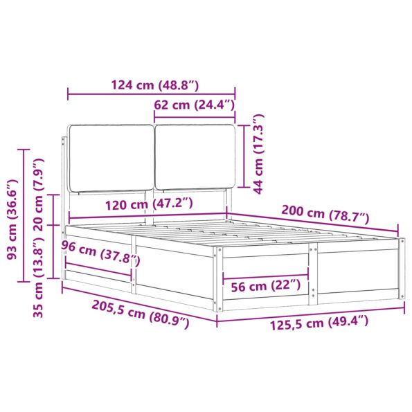 vidaXL Rám postele s čalúneným čelom Sivohnedá 120 x 200 cm – Obrázok 11