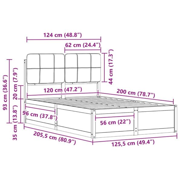 vidaXL Rám postele s čalúneným čelom Tmavo šedá 120 x 200 cm – Obrázok 11