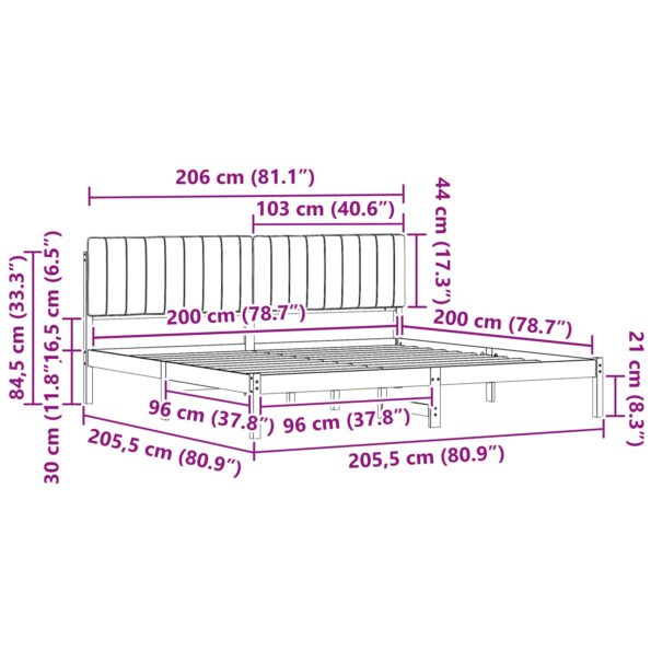 vidaXL Rám postele s čalúneným čelom Svetlosivá 200 x 200 cm – Obrázok 11