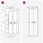 vidaXL Úložná skrinka s úložiskom 2 pcs Čierna 60 x 40 x 180 cm – Obrázok 11