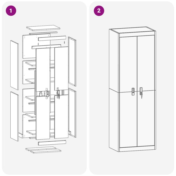 vidaXL Úložná skrinka s úložiskom 2 pcs Čierna 60 x 40 x 180 cm – Obrázok 11
