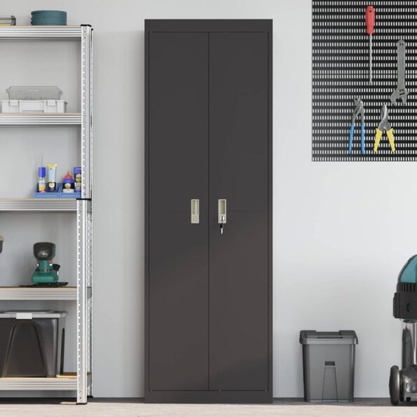 vidaXL Úložná skrinka s úložiskom 2 pcs Čierna 60 x 40 x 180 cm – Obrázok 4