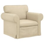 vidaXL Pohovka 2 pcs Krémová Kov – Obrázok 4