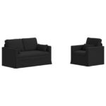 vidaXL Pohovka 2 pcs Čierna Kov – Obrázok 2