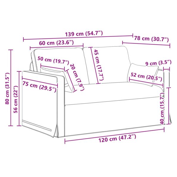vidaXL Pohovka 2 pcs Sivohnedá Kov – Obrázok 10