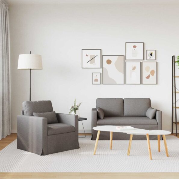 vidaXL Pohovka 2 pcs Sivohnedá Kov – Obrázok 3