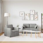 vidaXL Pohovka 2 pcs Svetlosivá – Obrázok 3