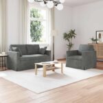 vidaXL Sada pohoviek 2 pcs Tmavo šedá 138 x 78 x 80 cm Zamat