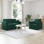 vidaXL Sada pohoviek 2 pcs Tmavozelená 138 x 78 x 80 cm Zamat