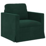 vidaXL Sada pohoviek 2 pcs Tmavozelená 138 x 78 x 80 cm Zamat – Obrázok 4