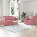 vidaXL Sada pohoviek 2 pcs Ružová 138 x 78 x 80 cm Zamat
