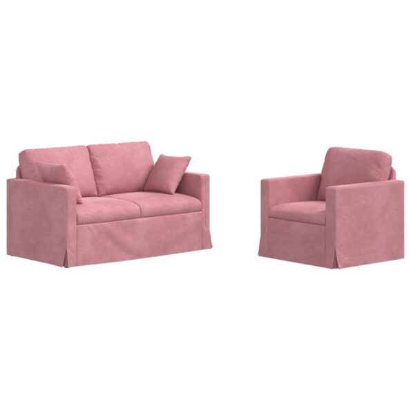 vidaXL Sada pohoviek 2 pcs Ružová 138 x 78 x 80 cm Zamat – Obrázok 2