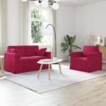 vidaXL Sada pohoviek 2 pcs Víno červené 138 x 78 x 80 cm Zamat