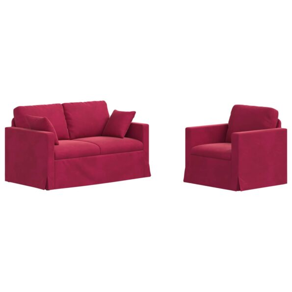 vidaXL Sada pohoviek 2 pcs Víno červené 138 x 78 x 80 cm Zamat – Obrázok 2