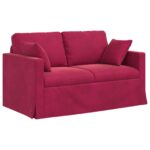 vidaXL Sada pohoviek 2 pcs Víno červené 138 x 78 x 80 cm Zamat – Obrázok 5