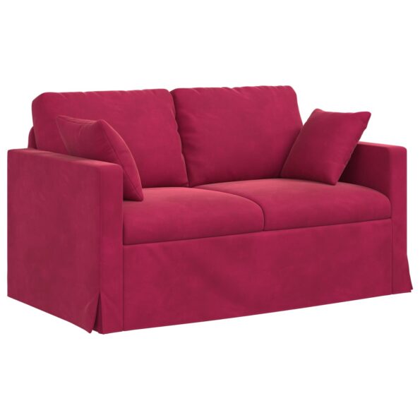 vidaXL Sada pohoviek 2 pcs Víno červené 138 x 78 x 80 cm Zamat – Obrázok 5
