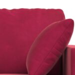 vidaXL Sada pohoviek 2 pcs Víno červené 138 x 78 x 80 cm Zamat – Obrázok 6