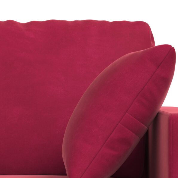 vidaXL Sada pohoviek 2 pcs Víno červené 138 x 78 x 80 cm Zamat – Obrázok 6