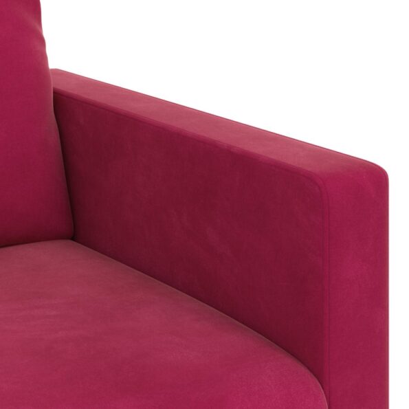 vidaXL Sada pohoviek 2 pcs Víno červené 138 x 78 x 80 cm Zamat – Obrázok 7