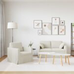 vidaXL Pohovka 2 pcs Krémová – Obrázok 3