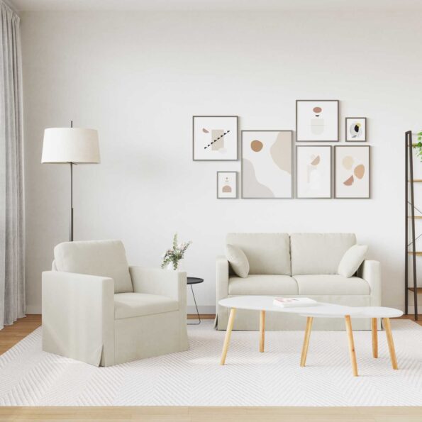 vidaXL Pohovka 2 pcs Krémová – Obrázok 3