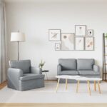 vidaXL Pohovka 120cm 2 pcs Svetlosivá Kov – Obrázok 3