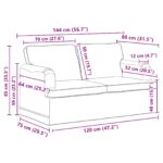 vidaXL Pohovka 120cm 2 pcs Svetlosivá Kov – Obrázok 9