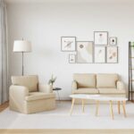 vidaXL Pohovka 120cm 2 pcs Krémová Kov – Obrázok 3