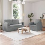 vidaXL Pohovka 2 pcs Svetlosivá Kov