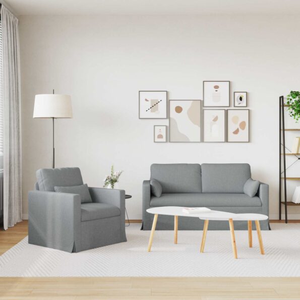 vidaXL Pohovka 2 pcs Svetlosivá Kov – Obrázok 3