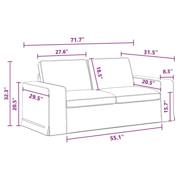 vidaXL Pohovka 2 pcs Tmavo šedá Kov – Obrázok 12