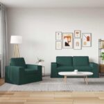 vidaXL Pohovka 2 pcs Tmavozelená Kov – Obrázok 3