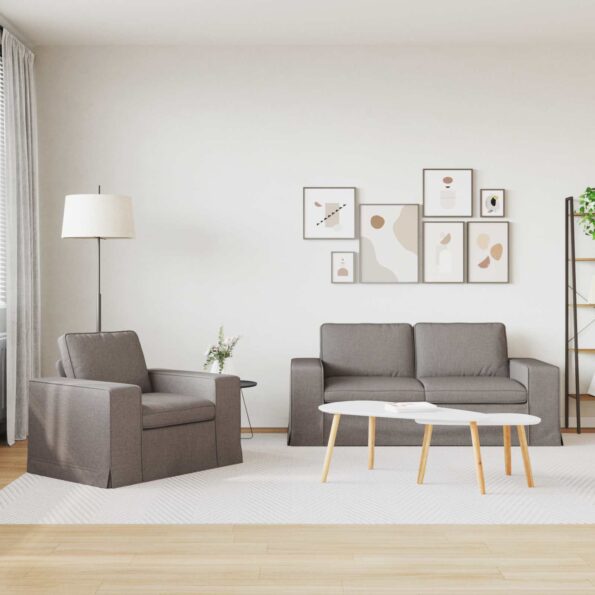 vidaXL Pohovka 2 pcs Sivohnedá Kov – Obrázok 3