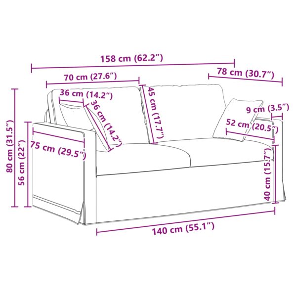 vidaXL Sada pohoviek 2 pcs Svetlosivá 158 x 78 x 80 cm Zamat – Obrázok 10