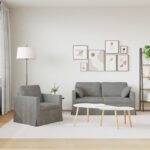 vidaXL Sada pohoviek 2 pcs Svetlosivá 158 x 78 x 80 cm Zamat – Obrázok 3