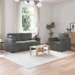 vidaXL Sada pohoviek 2 pcs Tmavo šedá 158 x 78 x 80 cm Zamat