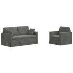 vidaXL Sada pohoviek 2 pcs Tmavo šedá 158 x 78 x 80 cm Zamat – Obrázok 2