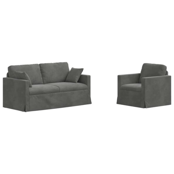 vidaXL Sada pohoviek 2 pcs Tmavo šedá 158 x 78 x 80 cm Zamat – Obrázok 2