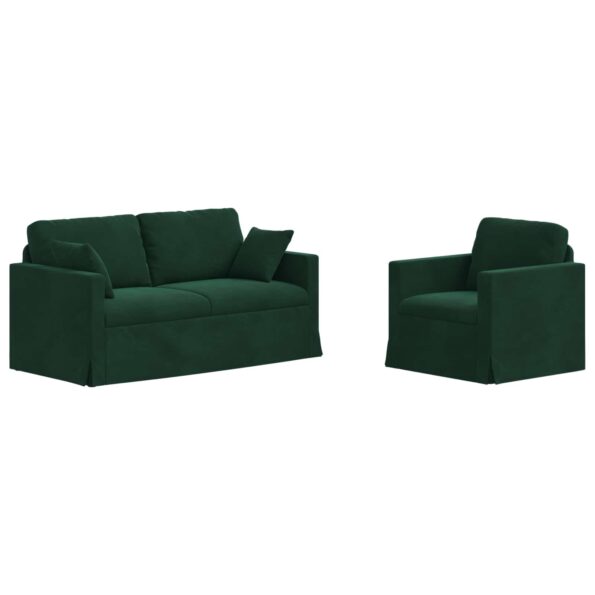 vidaXL Sada pohoviek 2 pcs Tmavozelená 158 x 78 x 80 cm Zamat – Obrázok 2