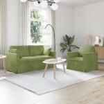 vidaXL Sada pohoviek 2 pcs Svetlo zelená 158 x 78 x 80 cm Zamat