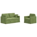 vidaXL Sada pohoviek 2 pcs Svetlo zelená 158 x 78 x 80 cm Zamat – Obrázok 2