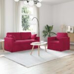 vidaXL Sada pohoviek 2 pcs Víno červené 158 x 78 x 80 cm Zamat