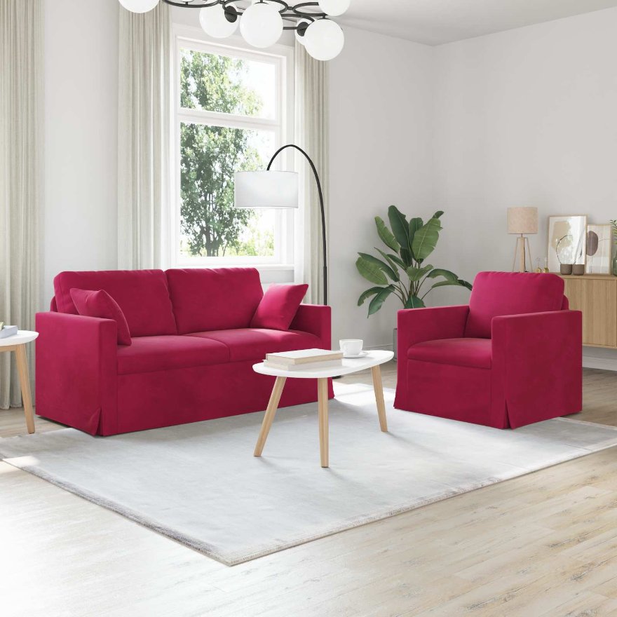 3407556_1.jpg vidaXL Sada pohoviek 2 pcs Víno červené 158 x 78 x 80 cm Zamat – Obrázok 1