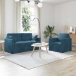 vidaXL Sada pohoviek 2 pcs Modrá 158 x 78 x 80 cm Zamat